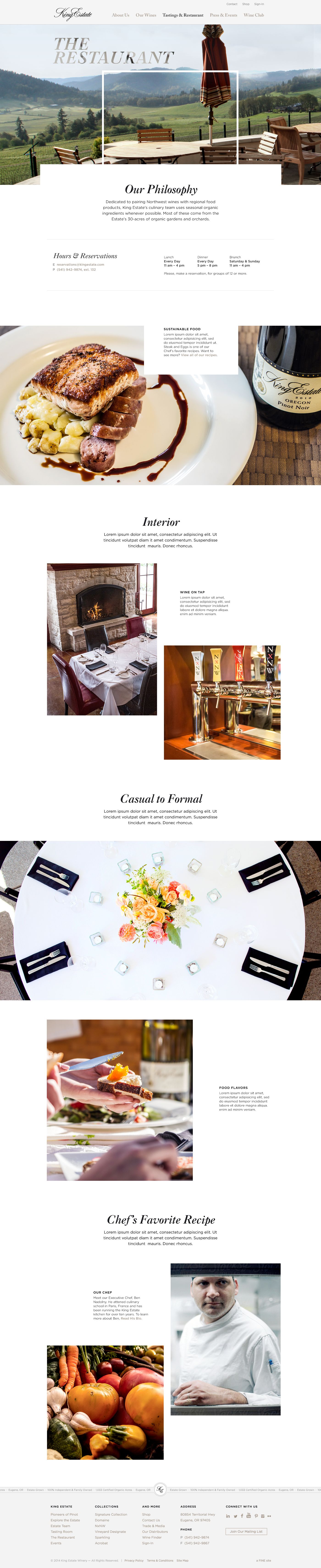 The restaurant · Farm-to-table dining