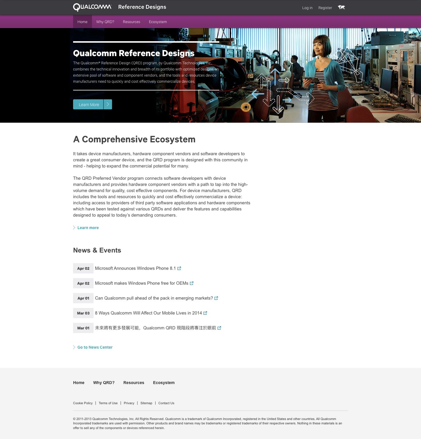Full-page archived Qualcomm Reference Designs homepage